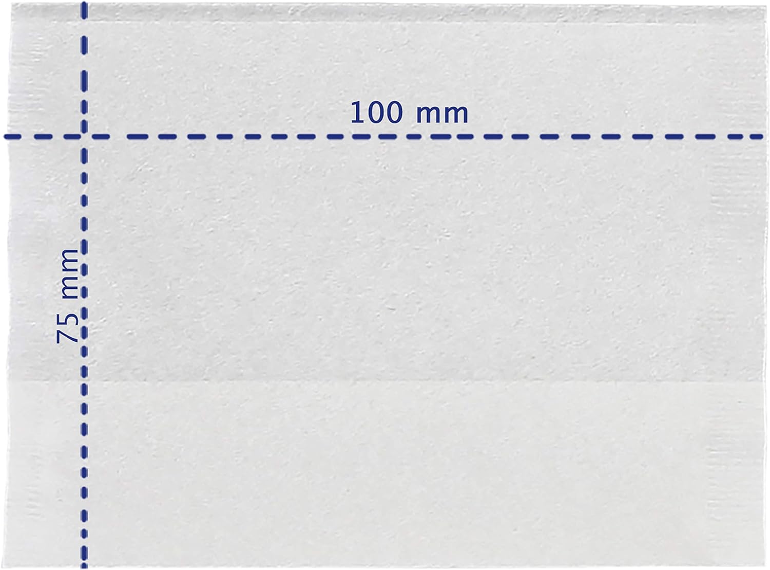 A flat white paper with blue dashed lines (100 mm x 75 mm), used for organic teas.