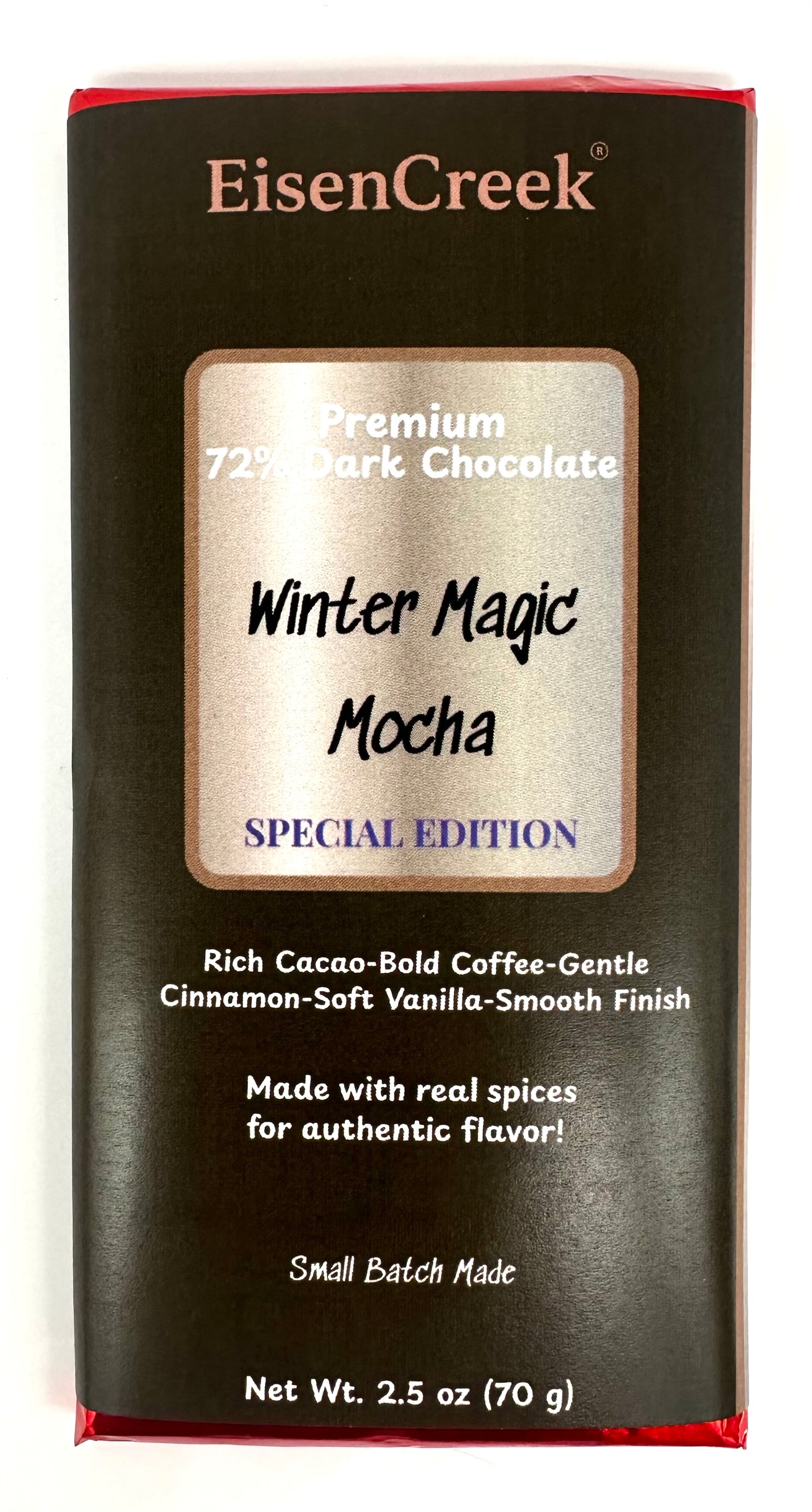 Winter Magic Mocha Dark Chocolate Bar - Special Edition 2.50 oz