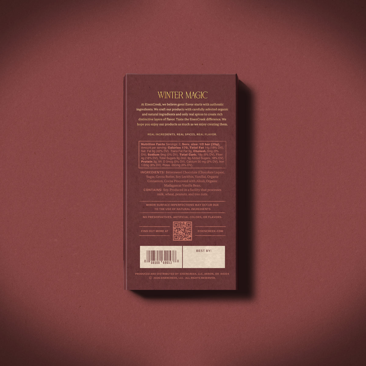 Winter Magic Dark Chocolate Bar - 2.50 oz
