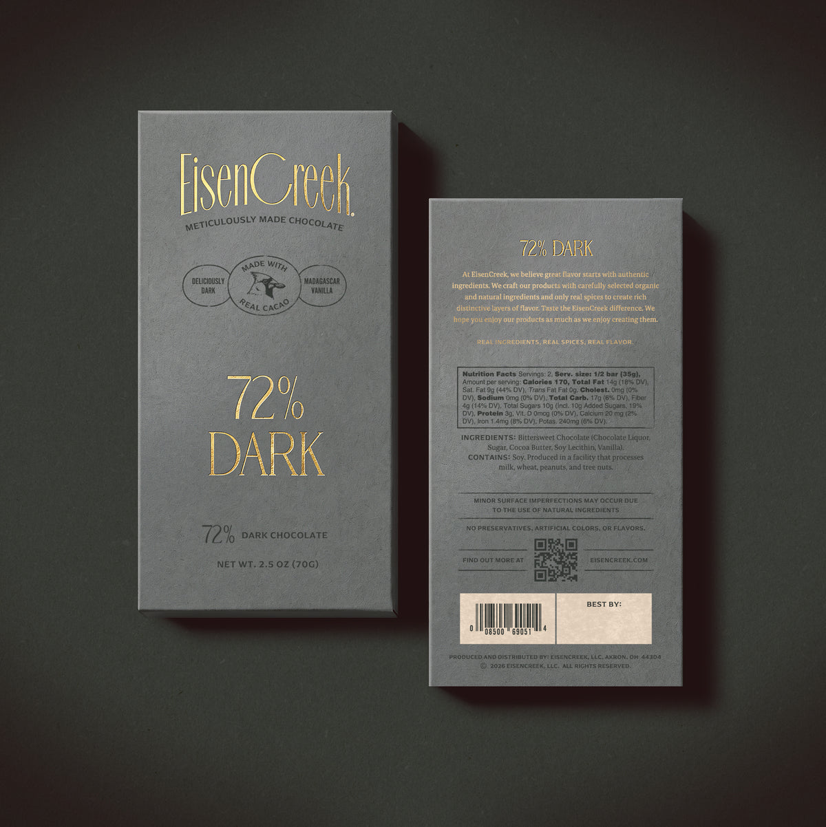 72% Dark Chocolate Bar - 2.50 oz