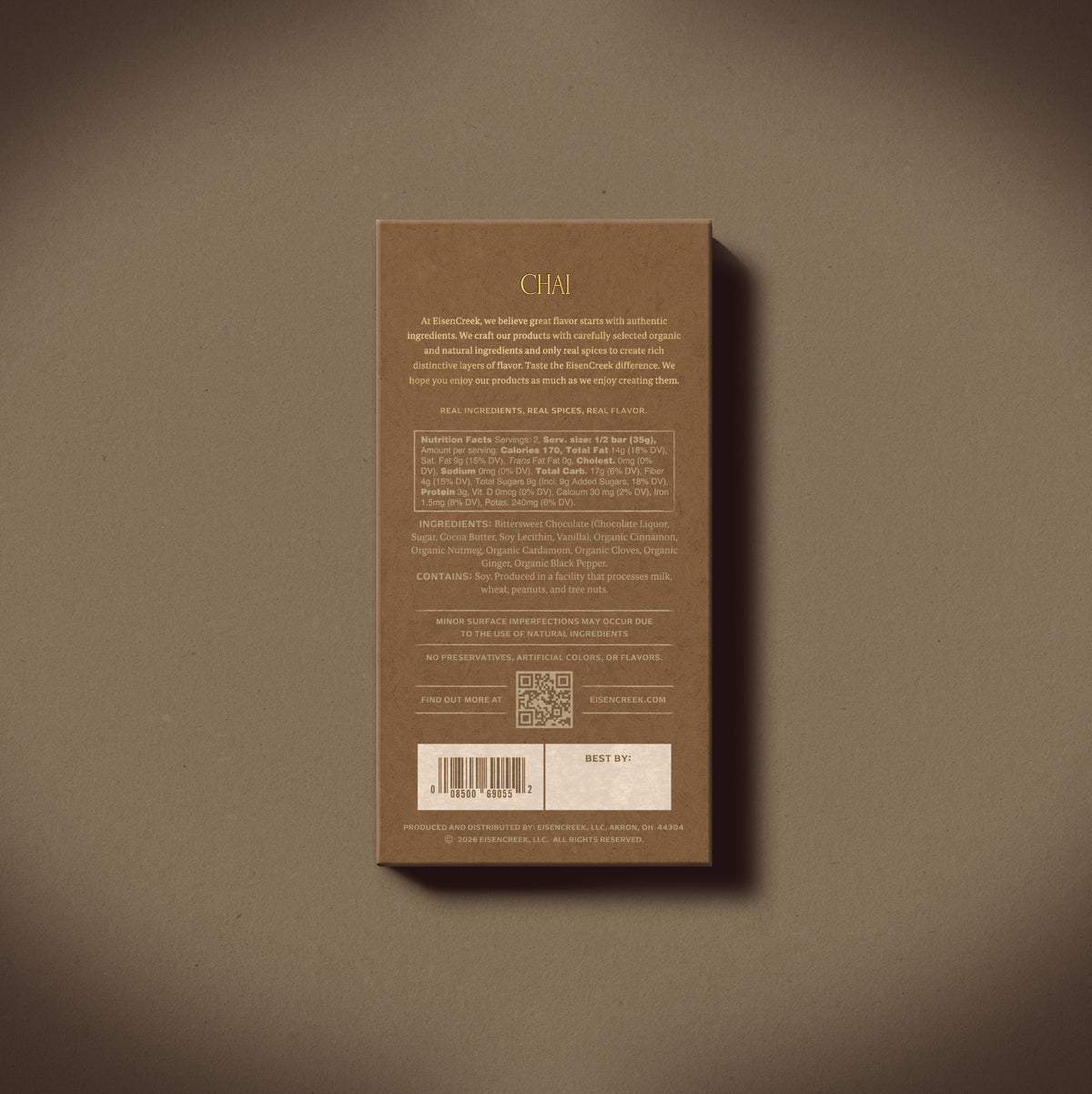 Chai Dark Chocolate Bar - 2.50 oz