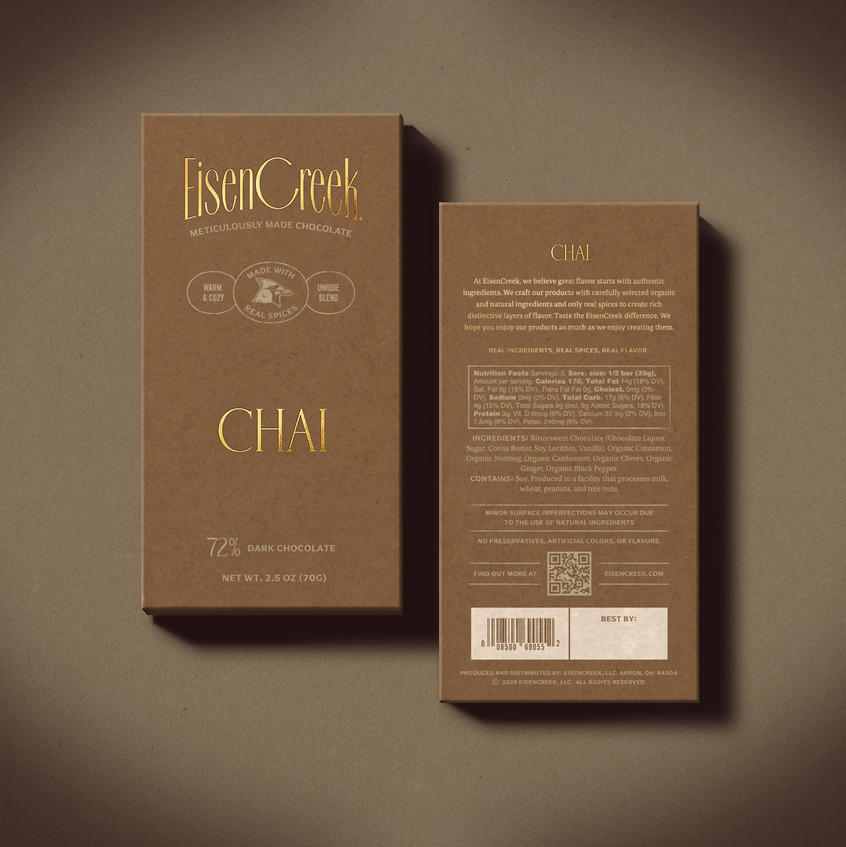 Chai Dark Chocolate Bar - 2.50 oz