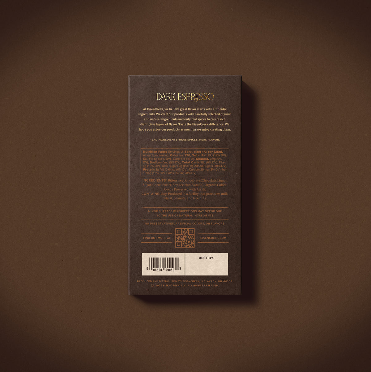 Dark Espresso Dark Chocolate Bar - 2.50 oz
