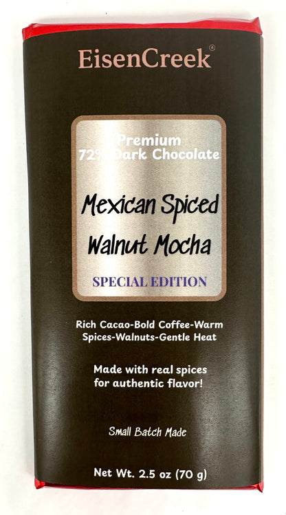 Mexican Spiced Walnut Mocha Dark Chocolate Bar - SE - 2.50 oz