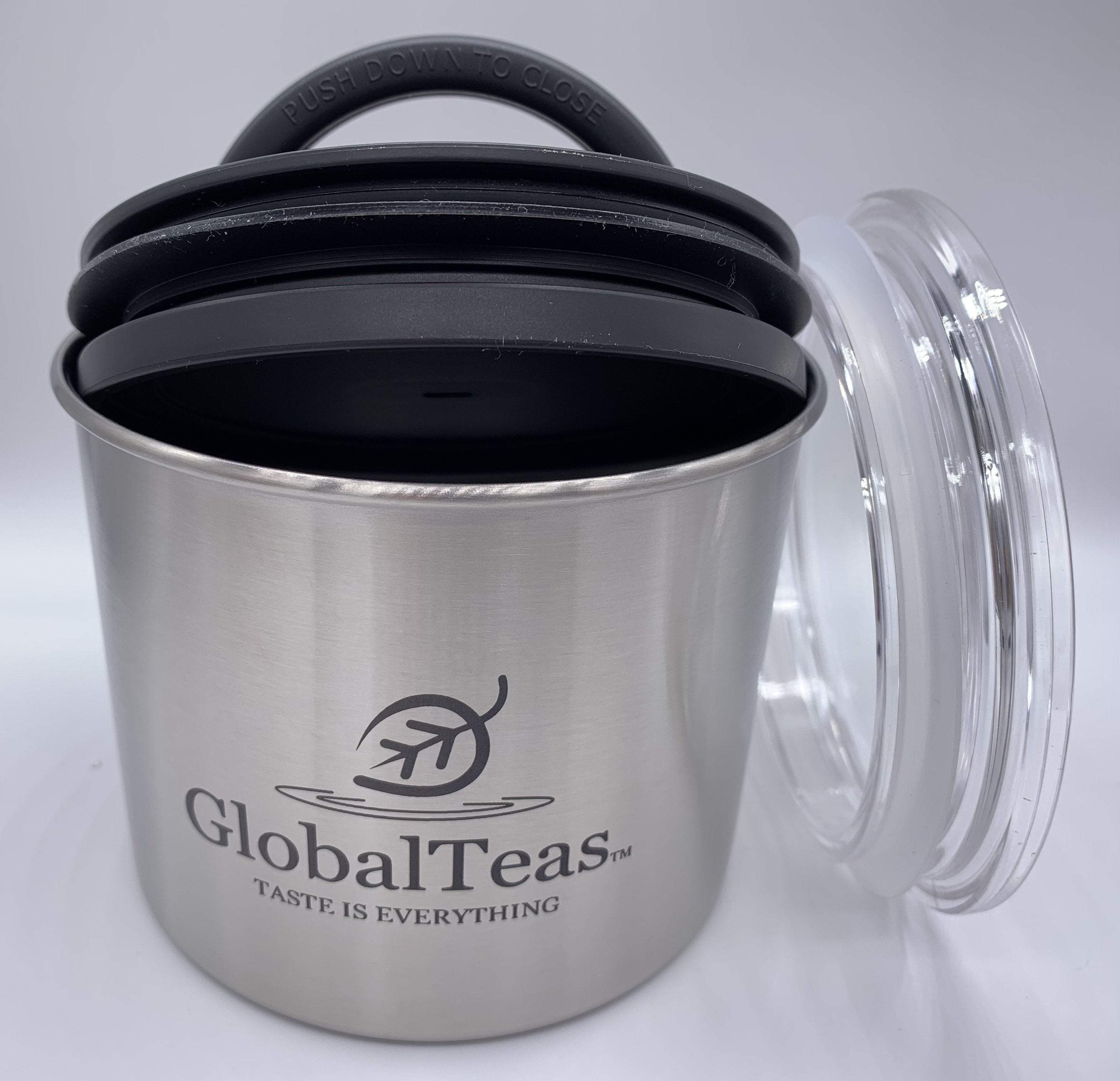 Small Canister Dispenser- Brushed Steel- WH-Global Teas, LLC-Brushed Steel,Canister Dispenser,Small,Wholesale