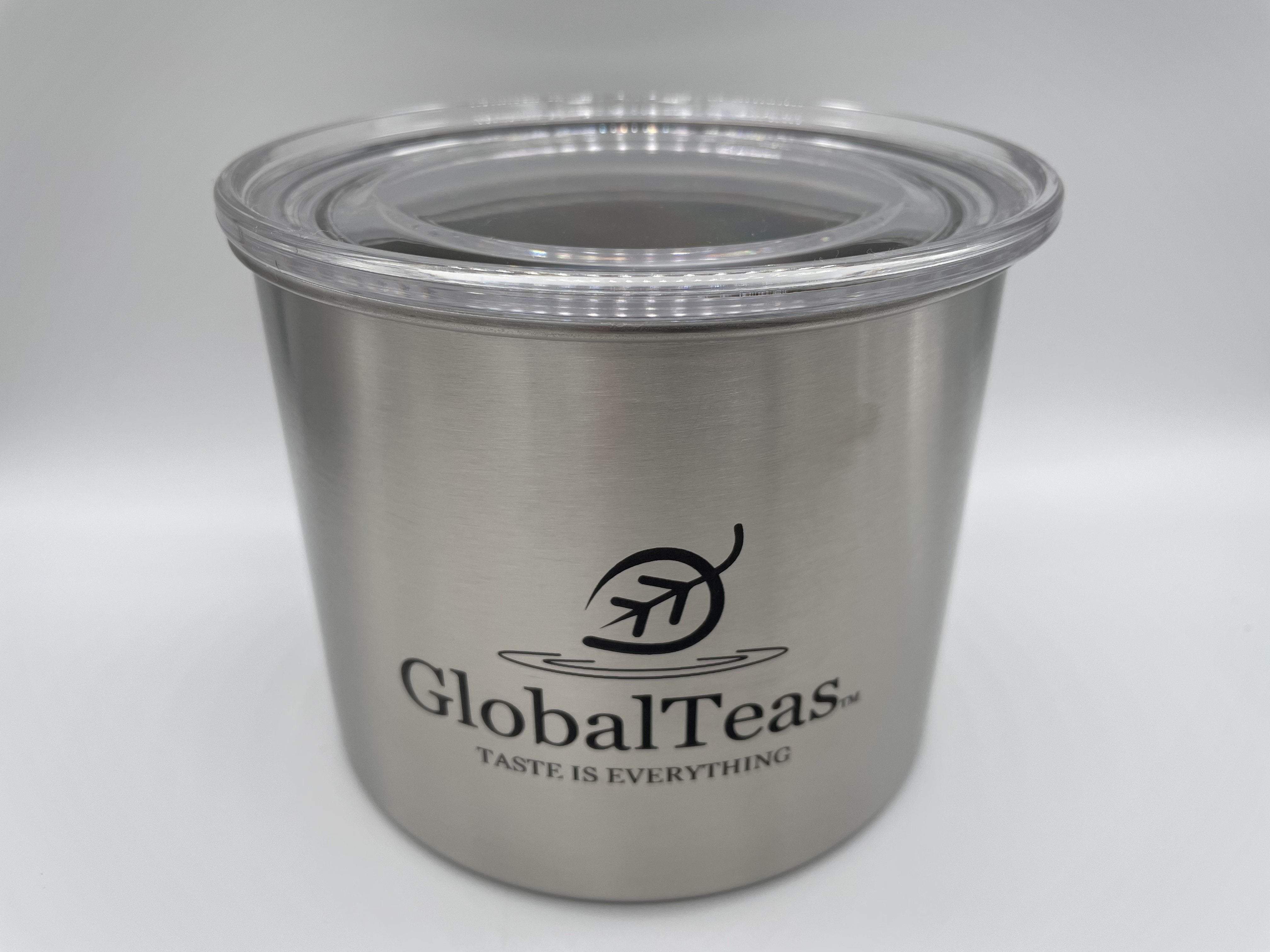Small Canister Dispenser- Brushed Steel- WH-Global Teas, LLC-Brushed Steel,Canister Dispenser,Small,Wholesale